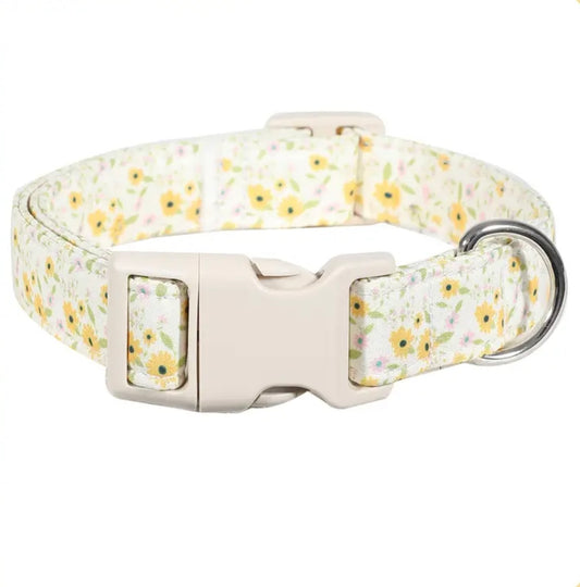 Yellow Floral Dog Collar - Medium