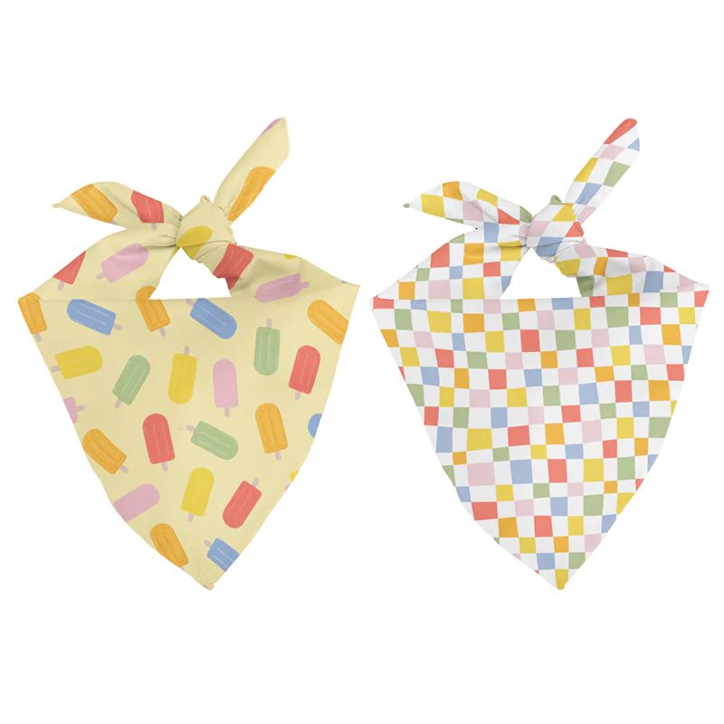 Dreaming of Popsicles & Fun - Reversible Tie & Clasp Bandana
