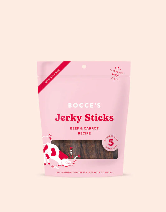 Bocce's Jerky Sticks – Beef & Carrot Recipe, 4oz Bag