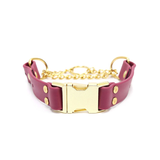 Waterproof Biothane Martingale Dog Collar – Wine, 1" Wide (15"–18")